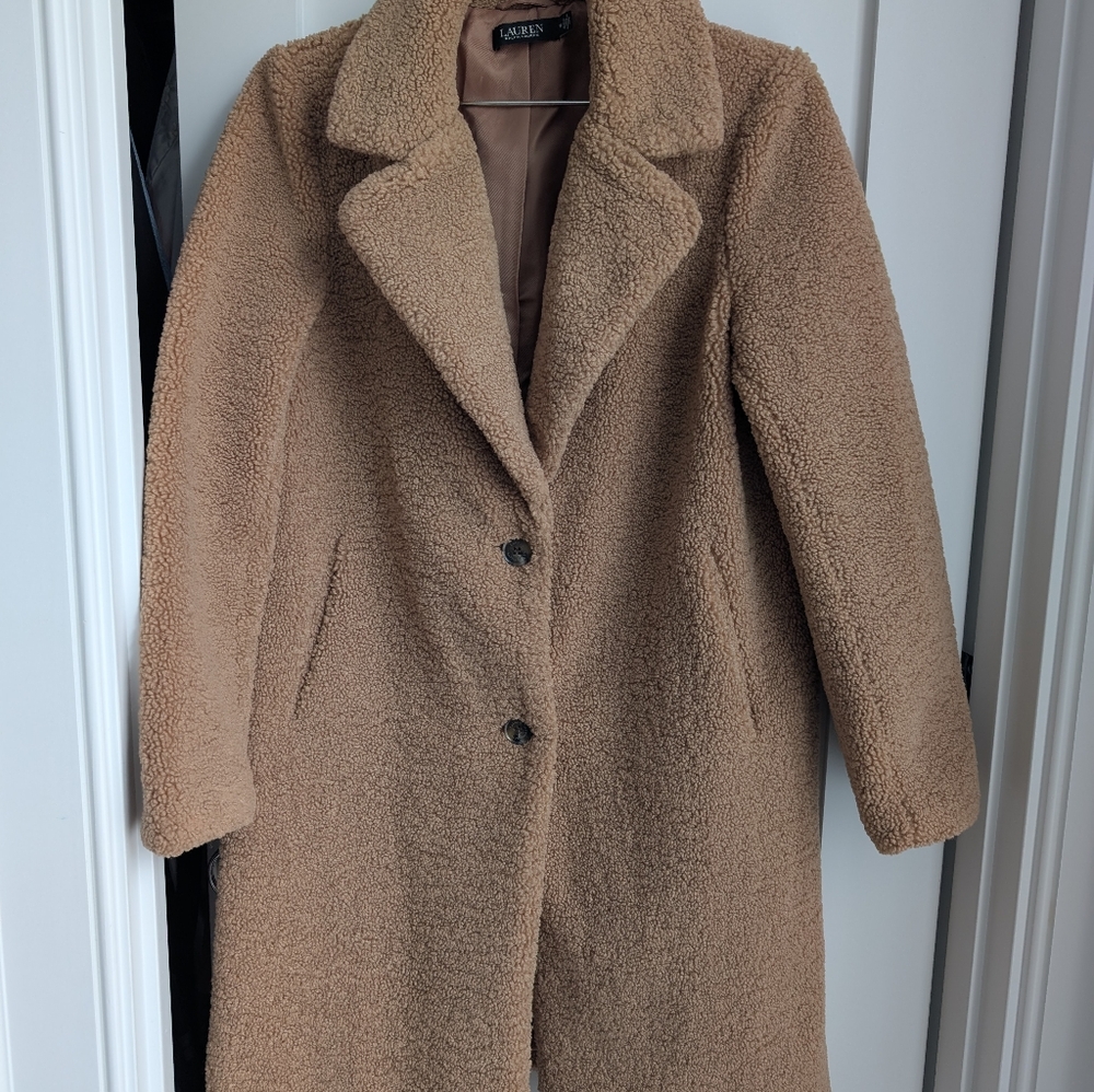Ralph Lauren faux fur teddy peacoat, sz M